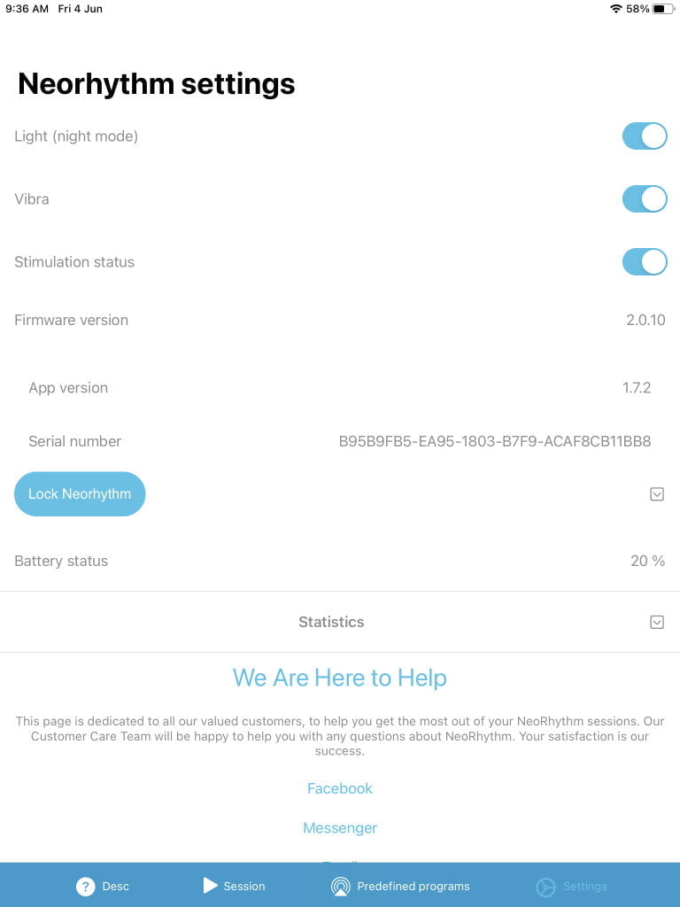 NeoRhythm Settings Menu